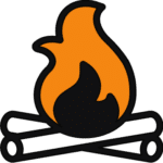 orange camp fire icon for Ethic Advertising Agency